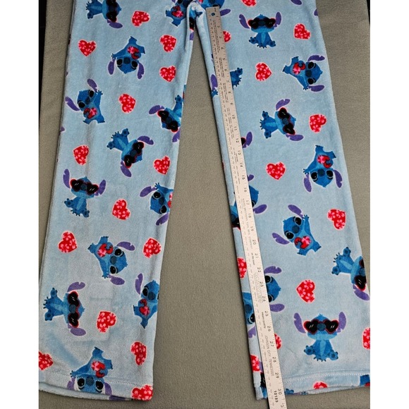Disney Stitch Fleece Lounge Pajama Pants XL Blue Comfy Hearts Valentines Day NEW - Picture 8 of 10